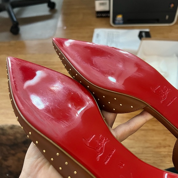 Christian Louboutin IRIZA PLUME Studded Leather Brown Ballet Flats, 40 - Picture 6 of 7